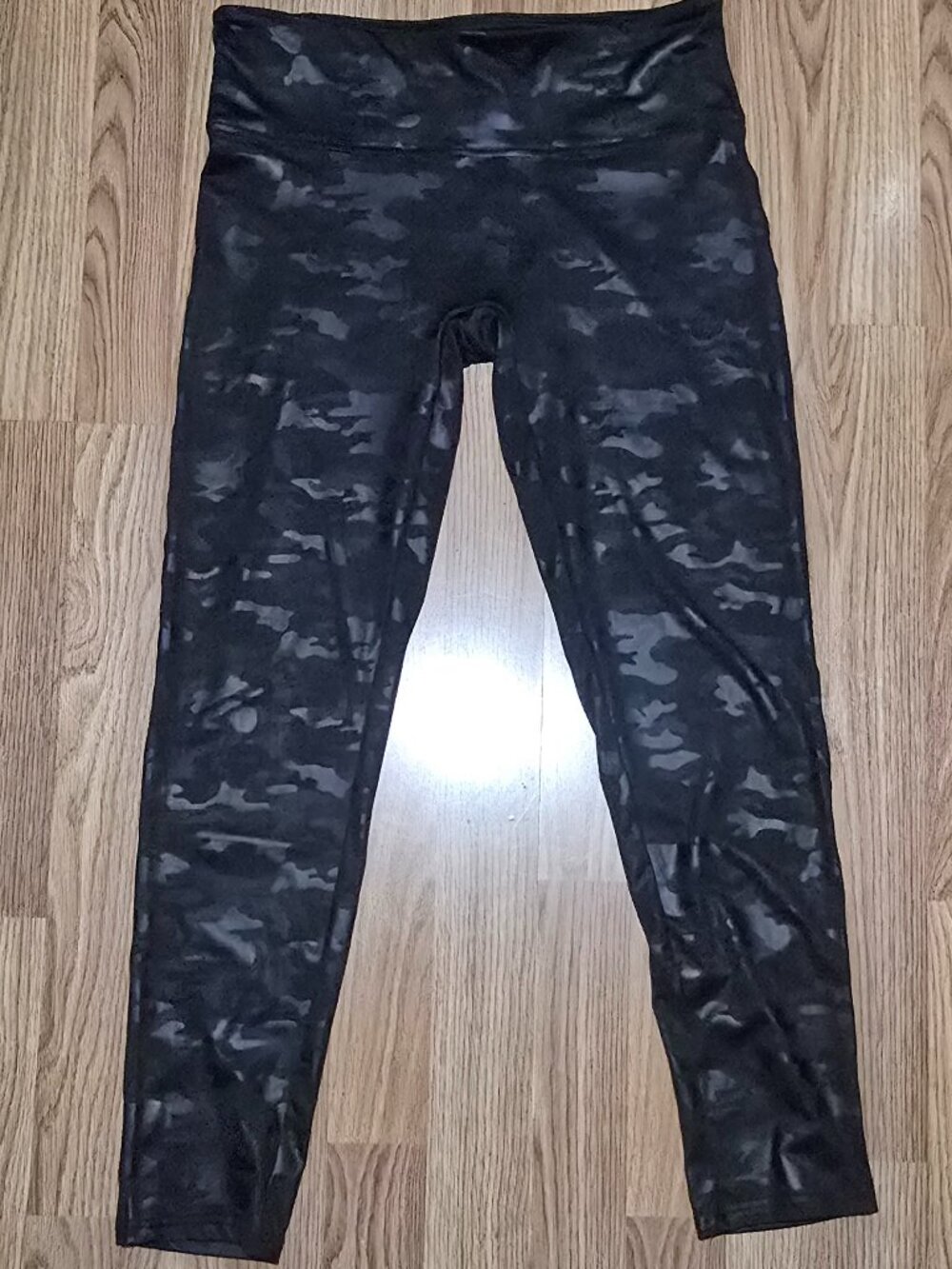 Shinestar Black Metallic Camo Leggings XL Workout Bottoms Yoga Stretchy